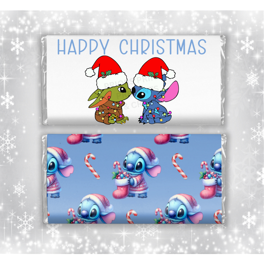 Baby Yoda & Stitch Christmas Chocolate Bar Wrapper