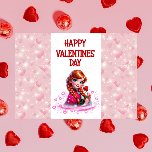 Princess Valentines Day Chocolate Bar Wrappers Anna  Belle  Cinderella  Merida Elsa  Jasmine  Ariel Mulan  Rapunzel  Snow White