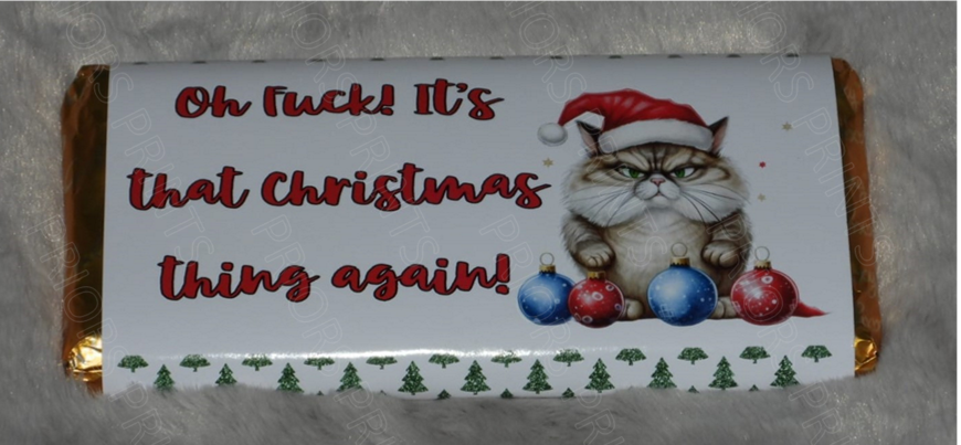 Offensive Christmas Chocolate Bar Wrappers- Cat