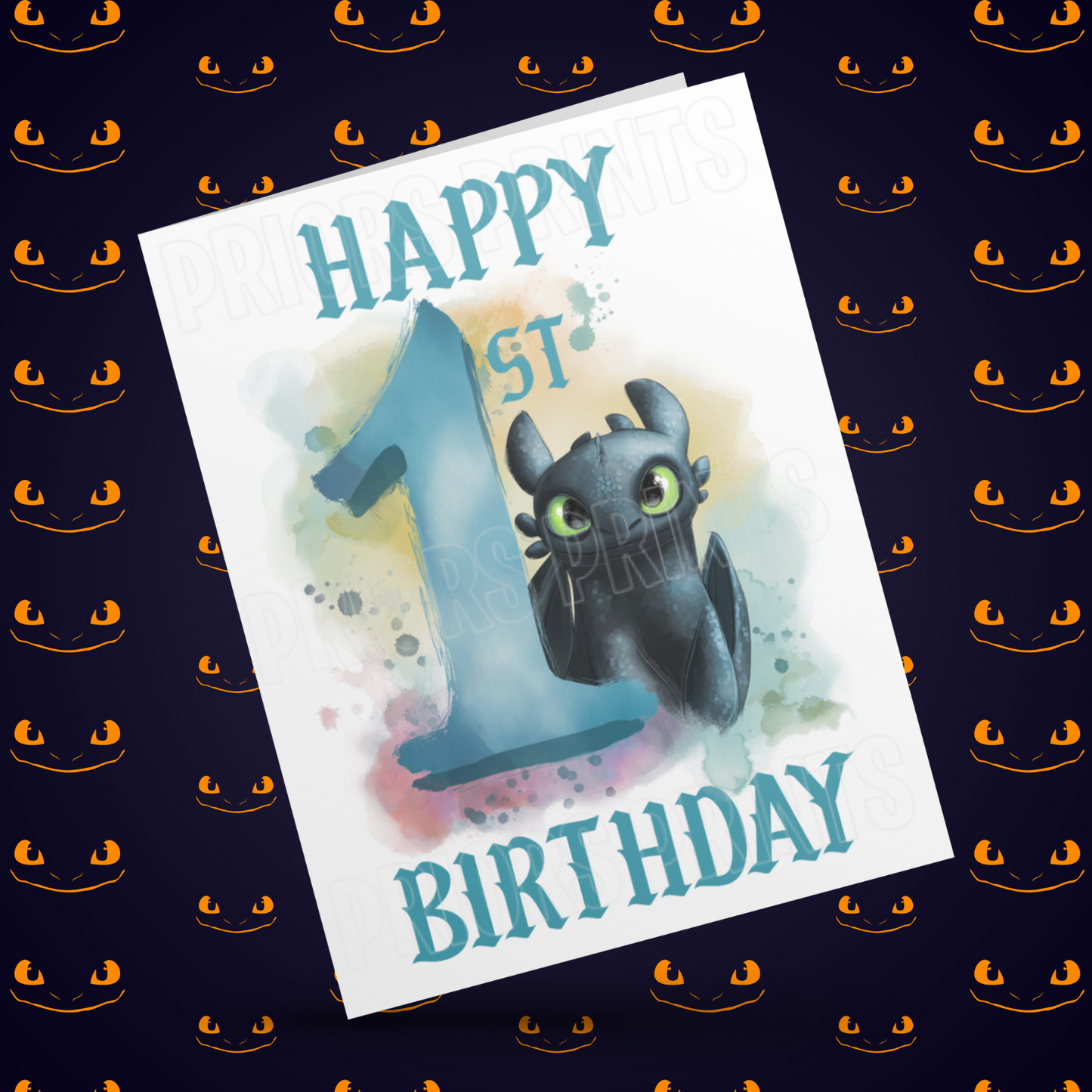 Personalised Toothless Birthday Card with Age 1-20 Years (How To Train Your Dragon)