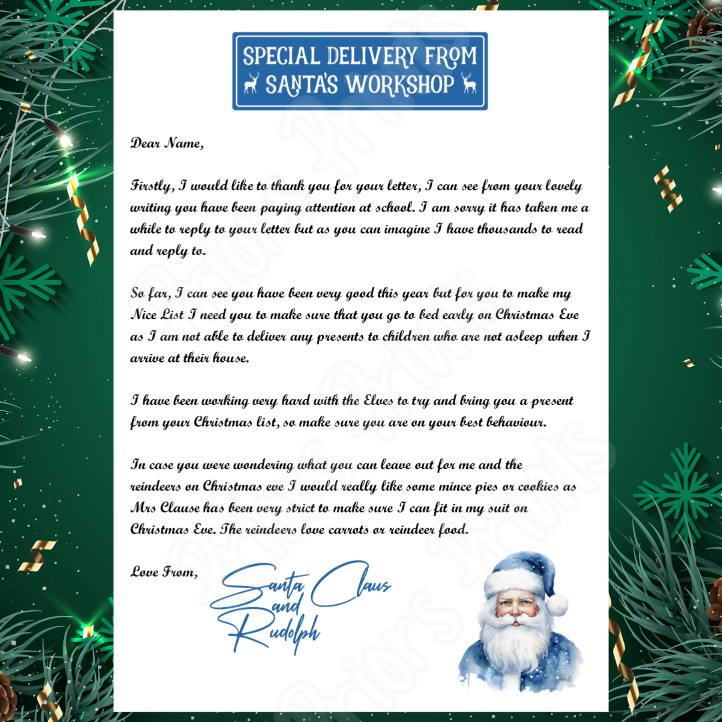 Personalised Santa Letter 3 Different Designs to choose from