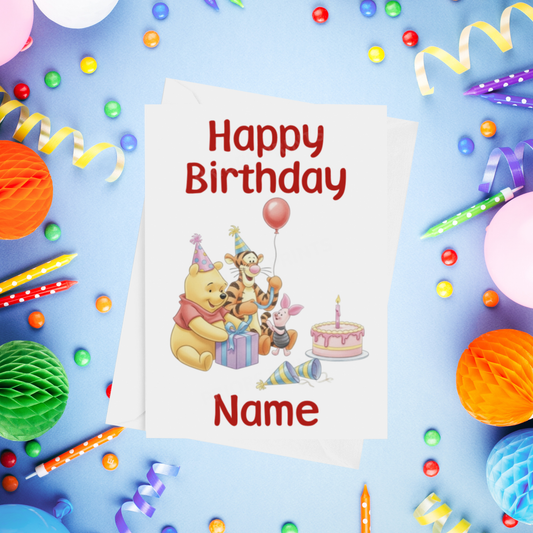 Personalised Winnie The Pooh & Friends Birthday Card