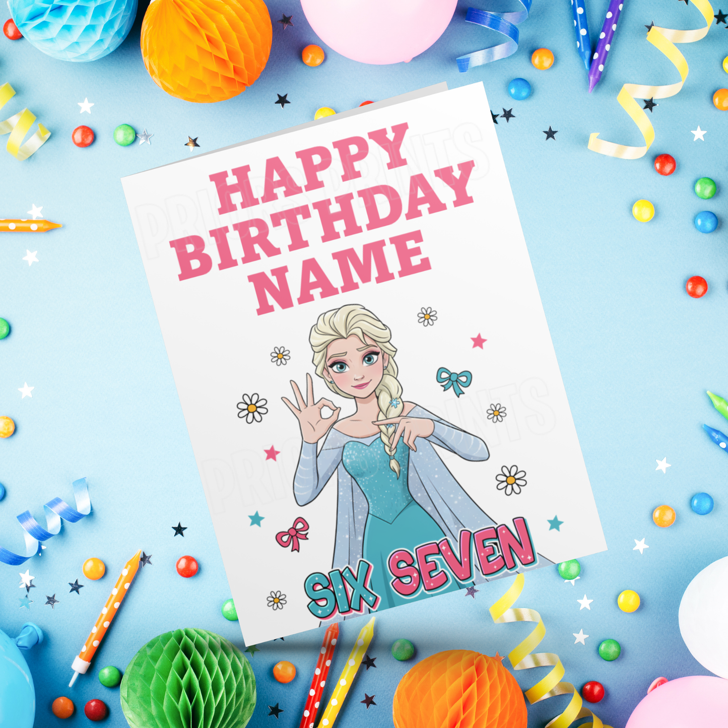 Princess Six Seven Personalised Birthday Card I Disney