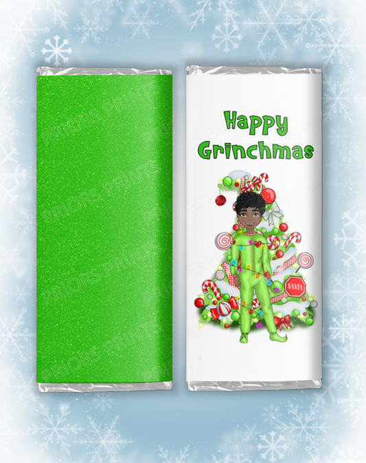 Christmas Boy in Green Onesie Chocolate Bar Wrapper