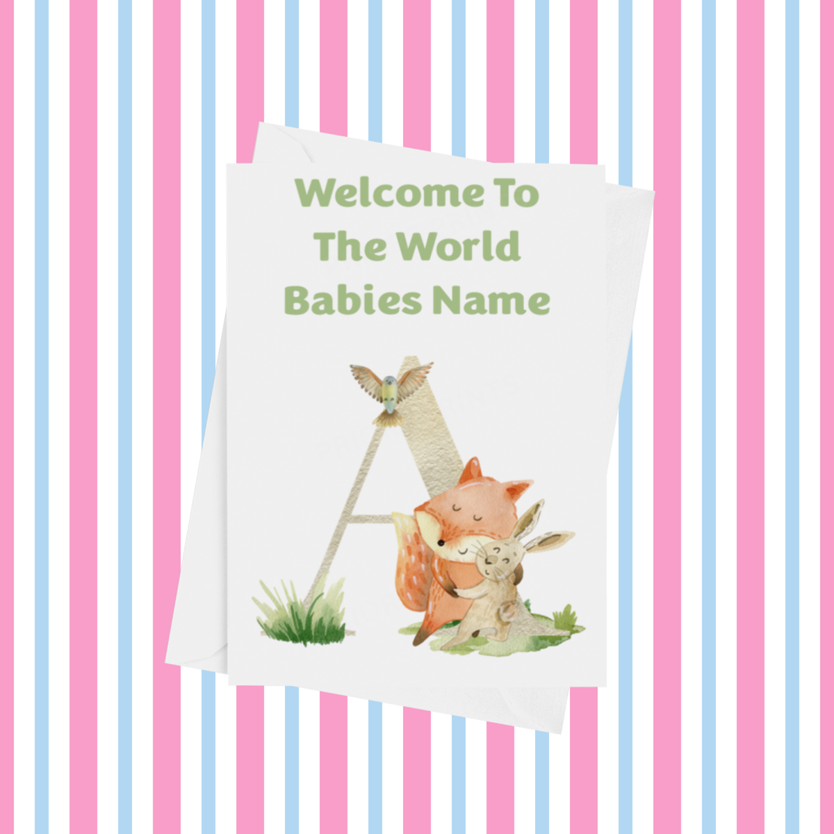 Welcome To The World Music Animals Personalised Card for New Baby