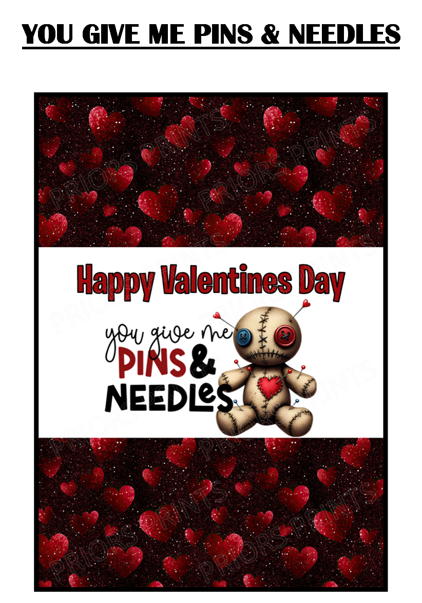 Voodoo Dolls Valentines Chocolate Bar Wrappers