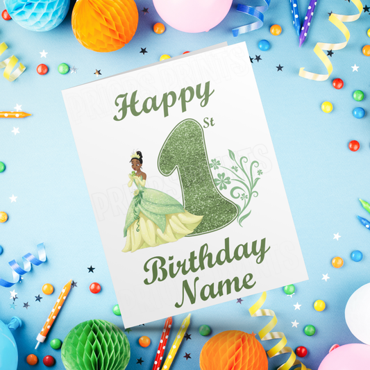 Personalised Tiana Birthday Card with age 1-9 I Disney I The Princess & The Frog I Princess