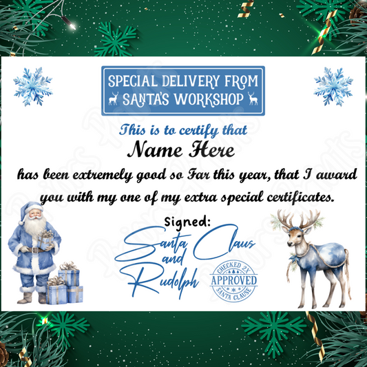 Personalised Santa Certificate A4 with 3 Different Designs to choose from