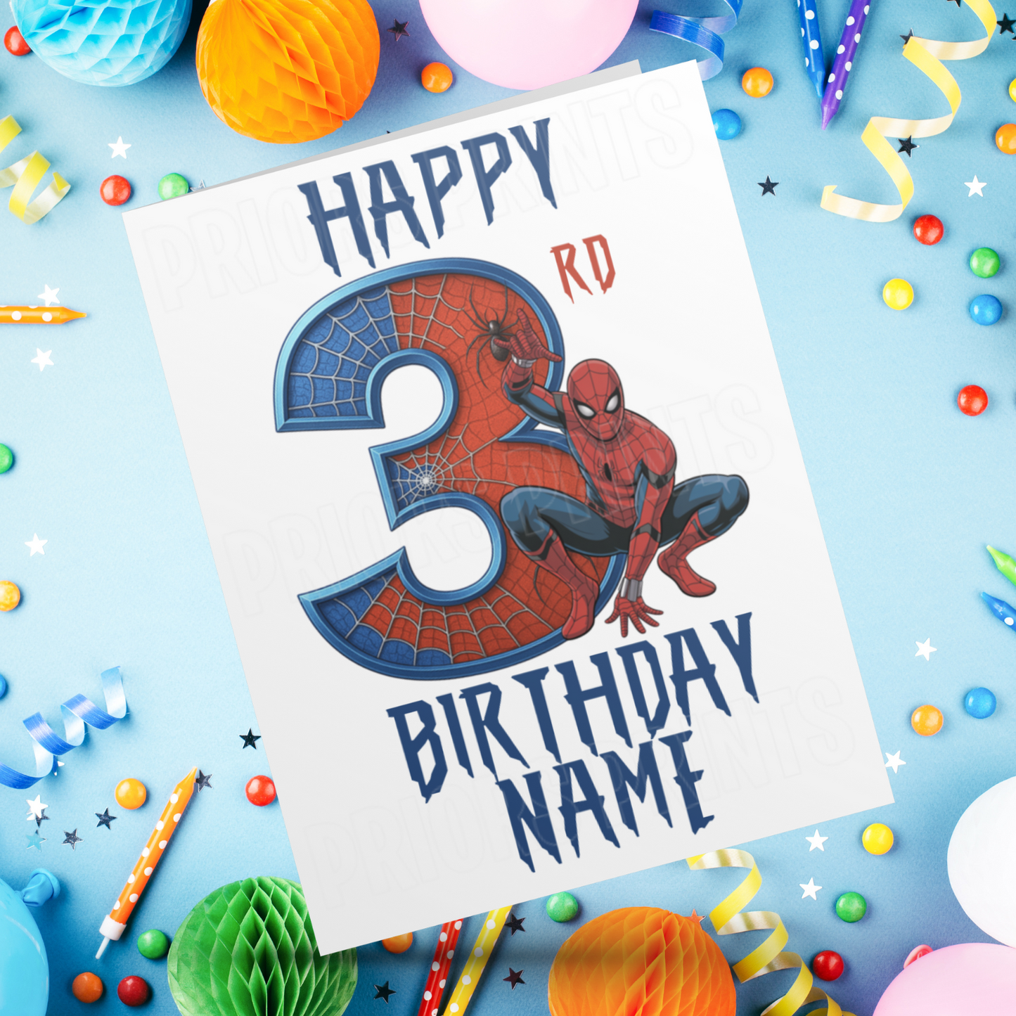 Personalised Spiderman Birthday Card with Age 3-13 Years (Marvel)