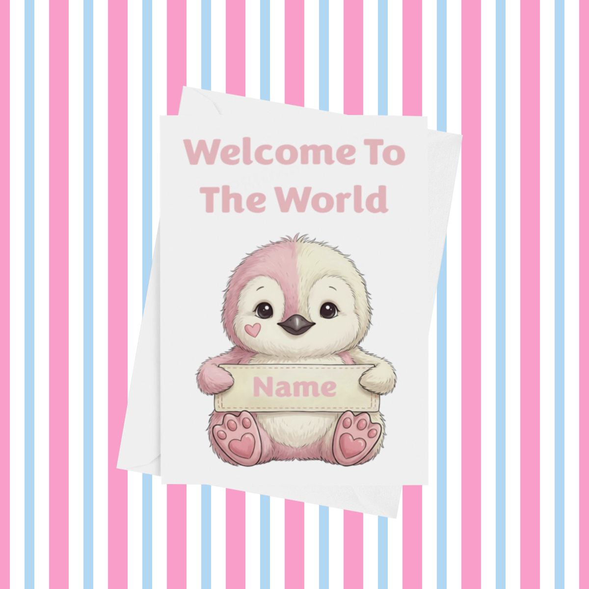 Welcome To The World Personalised Card for New Animals with Pink Heart