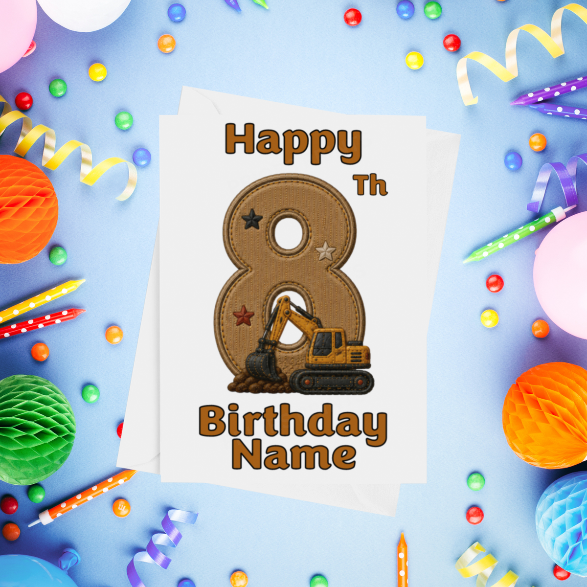 Diggers Personalised Birthday Card Ages 1-9
