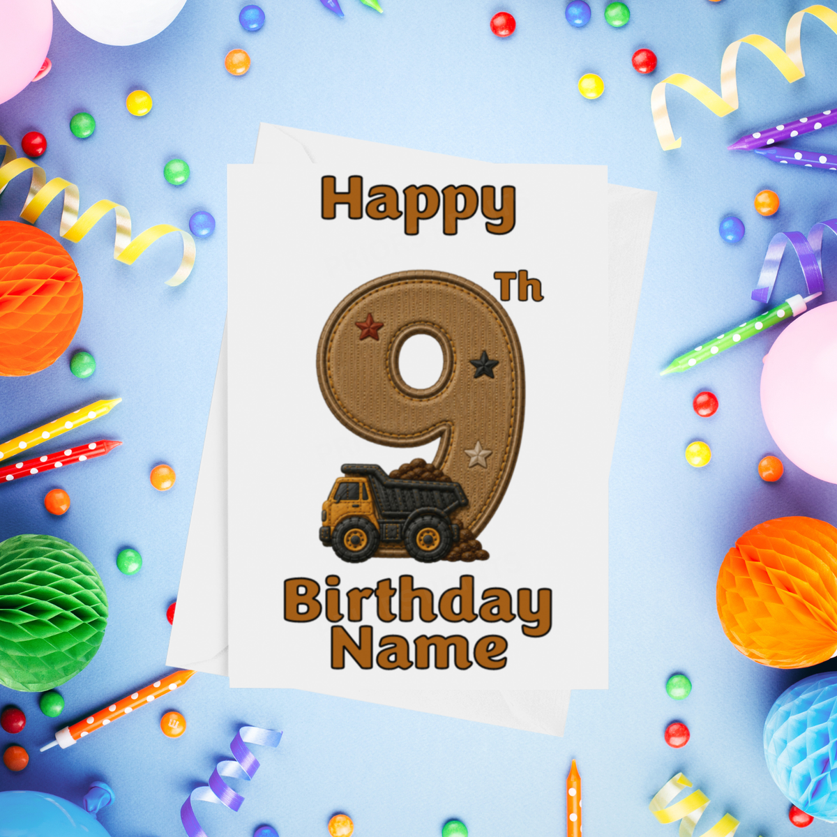 Diggers Personalised Birthday Card Ages 1-9