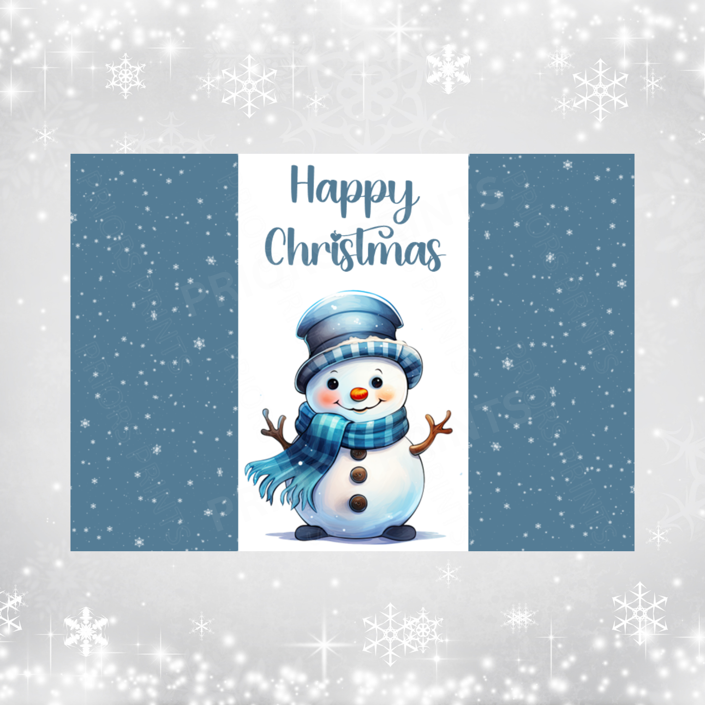 Blue Christmas Chocolate Bar Wrapper