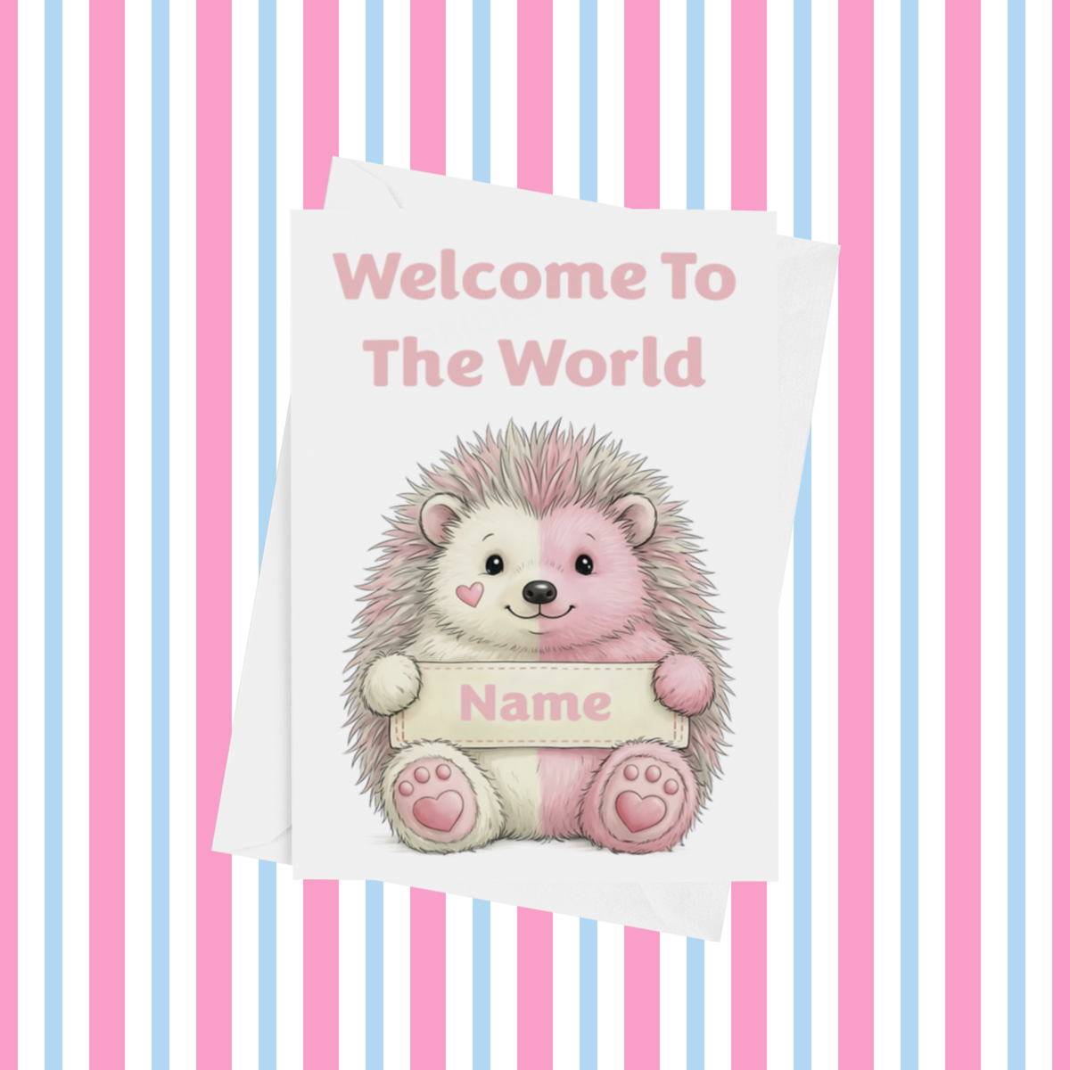 Welcome To The World Personalised Card for New Animals with Pink Heart