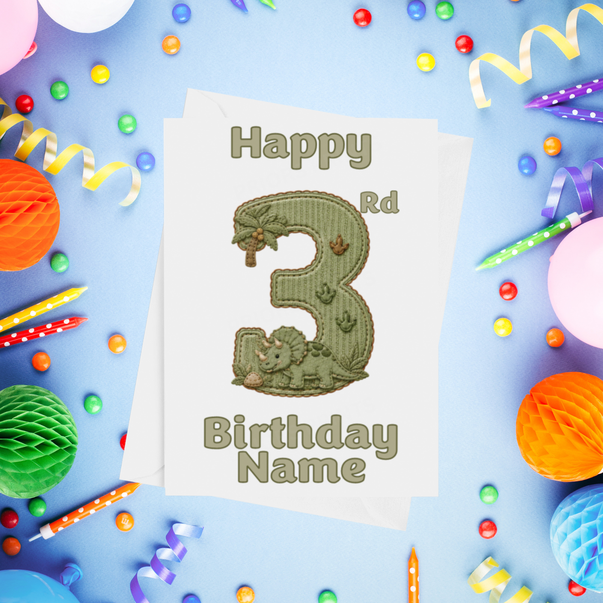 Dino Personalised Birthday Card Ages 1-9