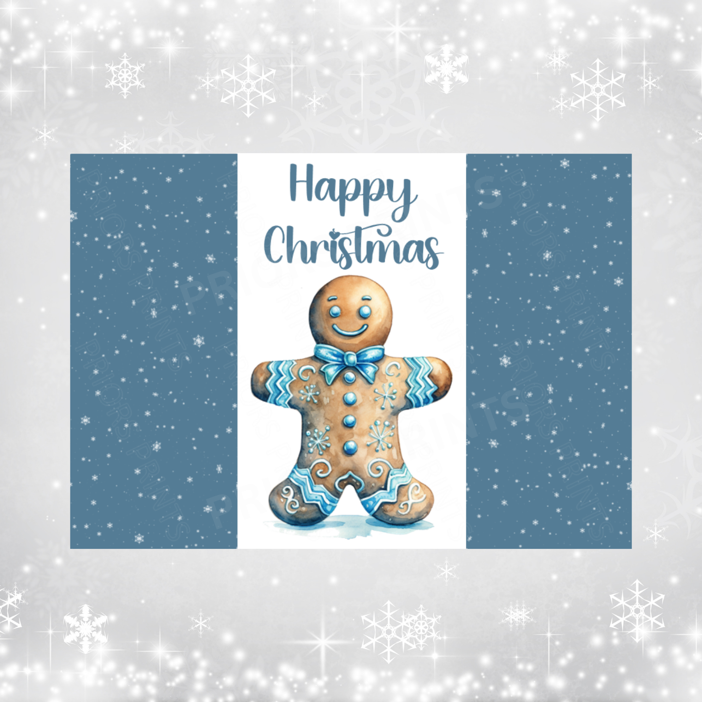 Blue Christmas Chocolate Bar Wrapper