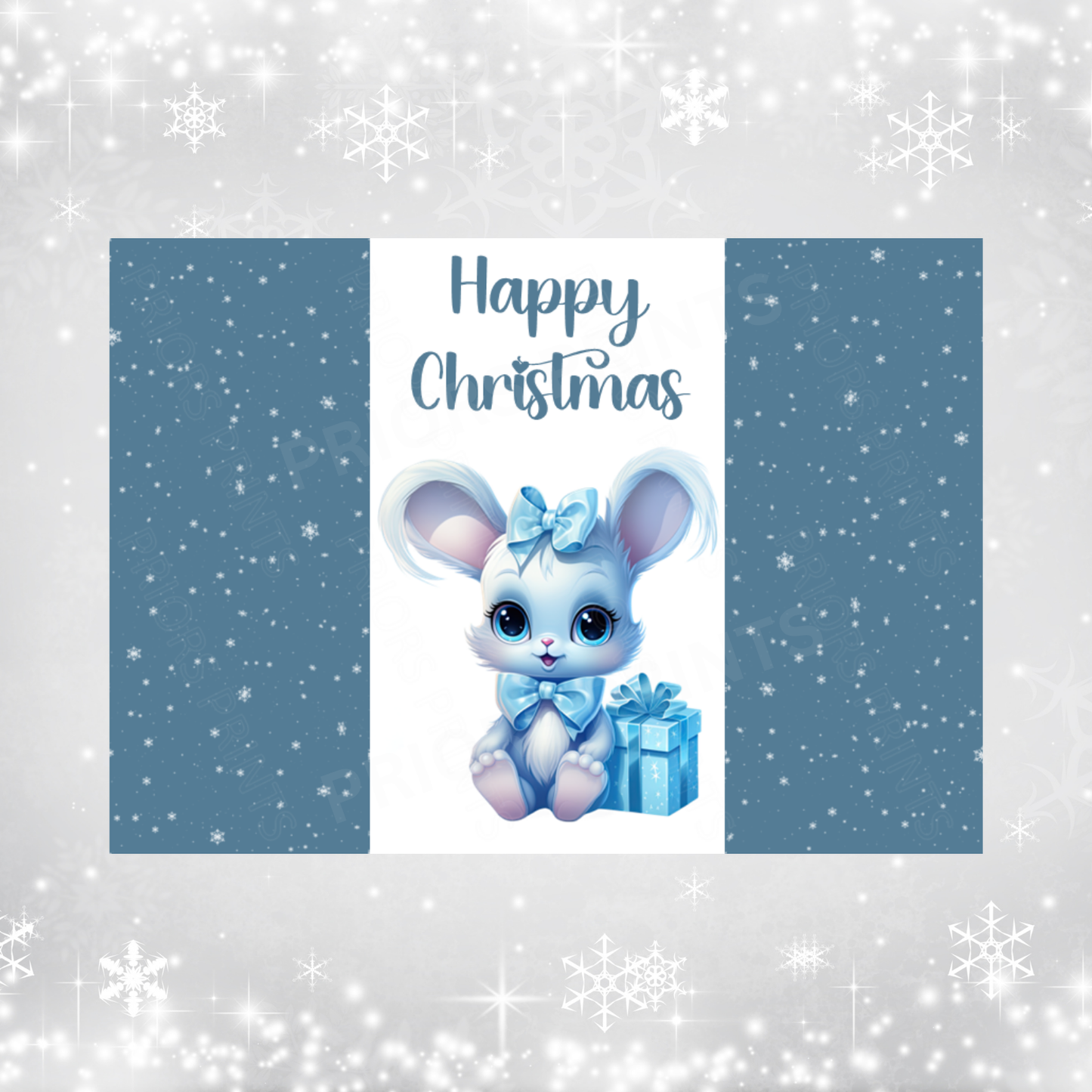 Blue Christmas Chocolate Bar Wrapper