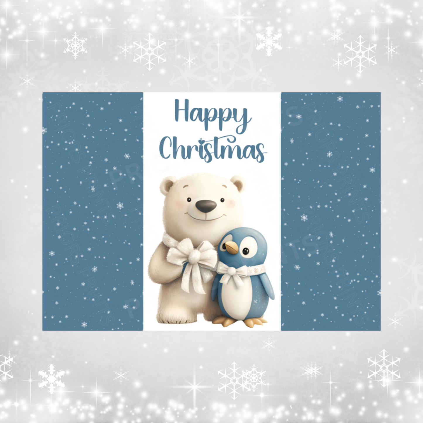 Blue Christmas Chocolate Bar Wrapper