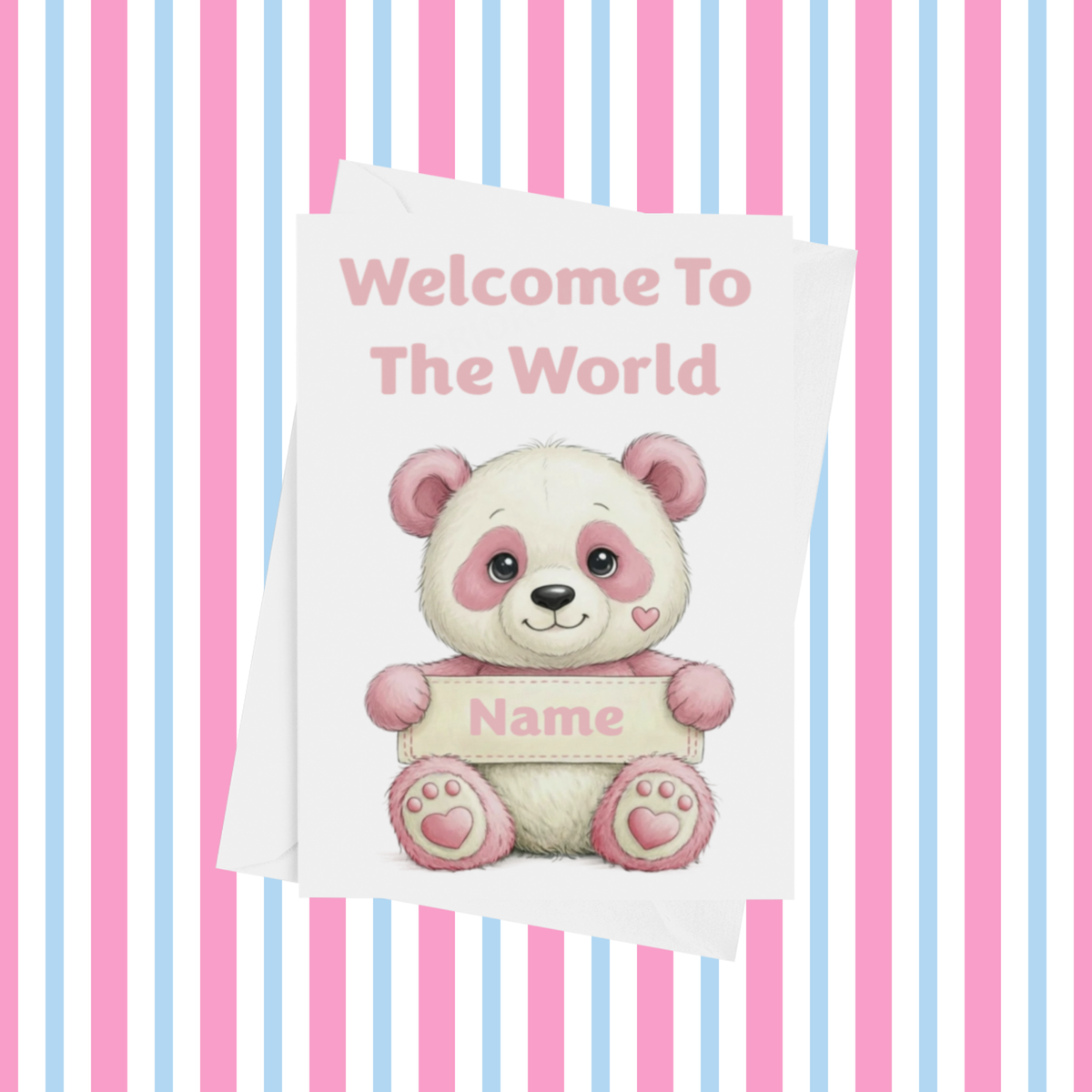 Welcome To The World Personalised Card for New Animals with Pink Heart