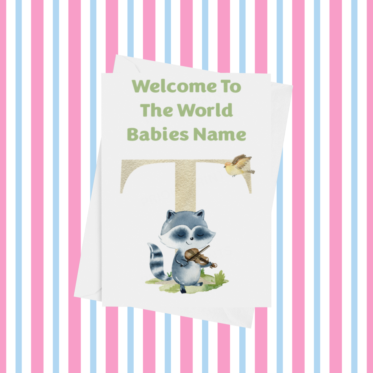 Welcome To The World Music Animals Personalised Card for New Baby