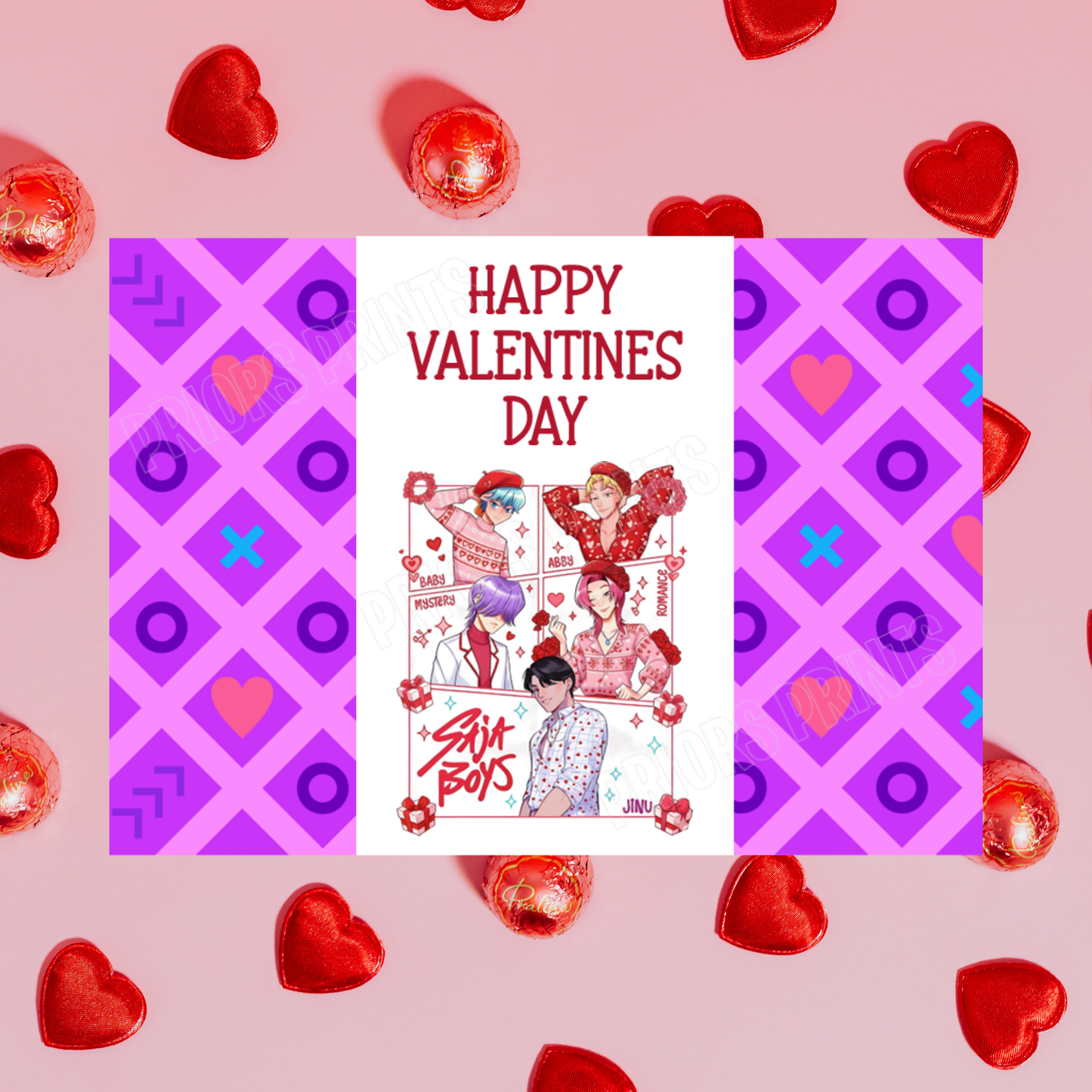 K-Pop demon Hunters Valentines Chocolate Bar Wrappers I Saja Boys I Jinu I Abs I Abby I Mystery I Romance I Baby i Huntrix