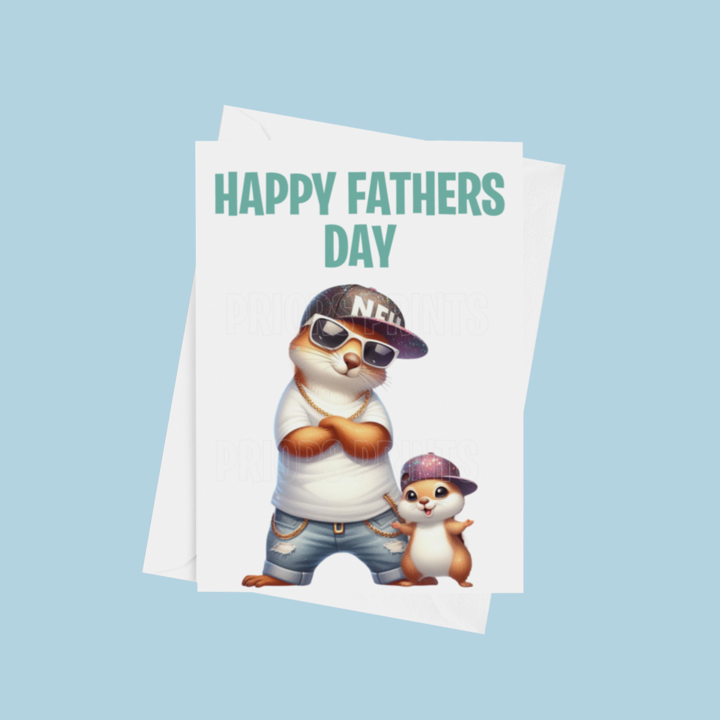 Father & Child Cool Animals Happy Fathers Day Card
