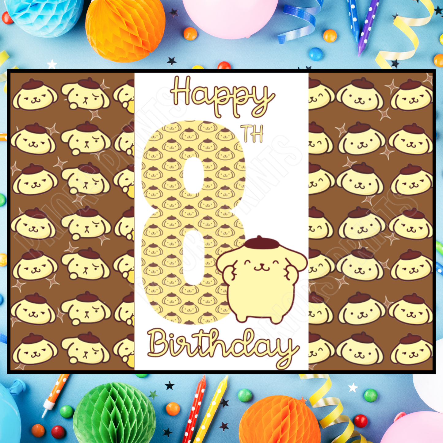 Pompompurin Birthday Chocolate Bar Wrapper with Age 5-20 Years (Matches Cards)