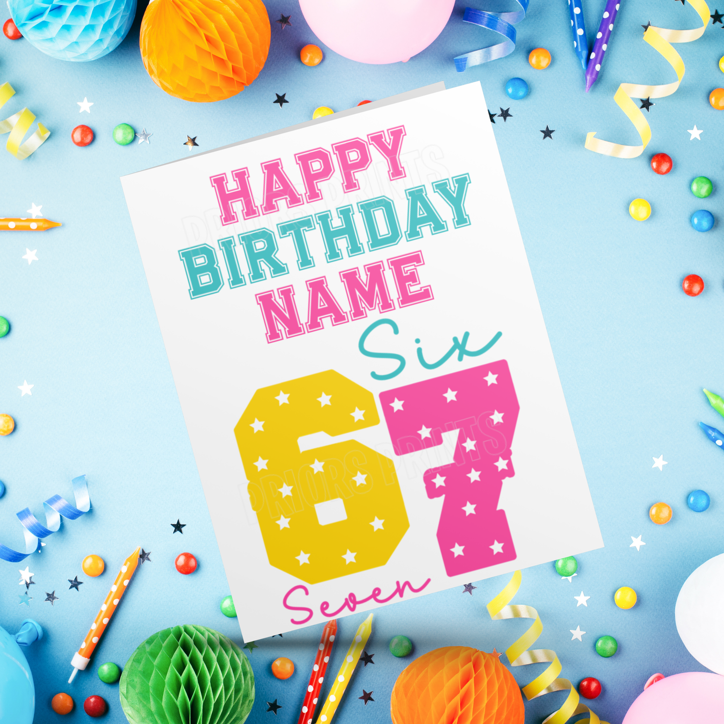 Six Seven Personalised Birthday Card 67 I Sixseven I 6 7