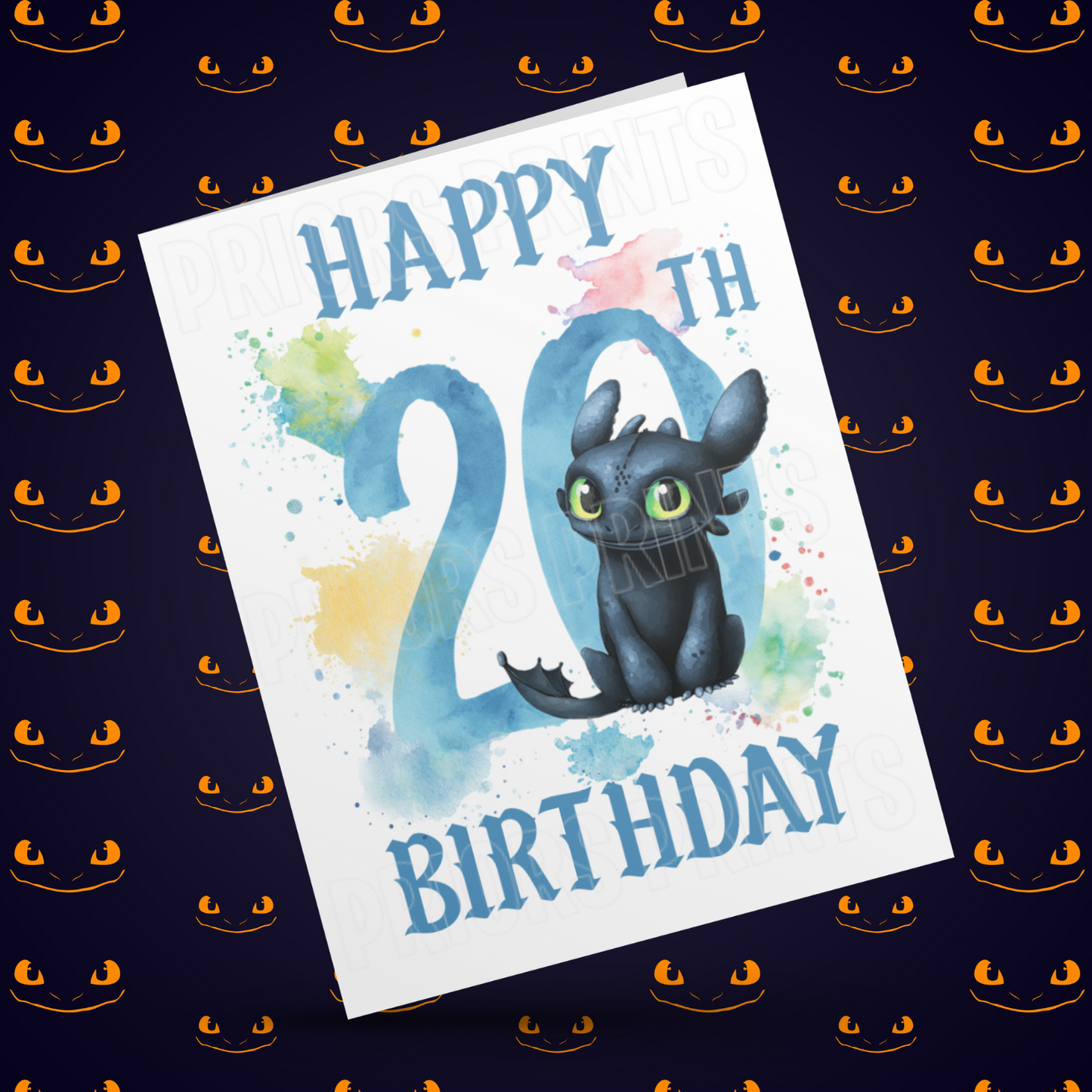 Personalised Toothless Birthday Card with Age 1-20 Years (How To Train Your Dragon)