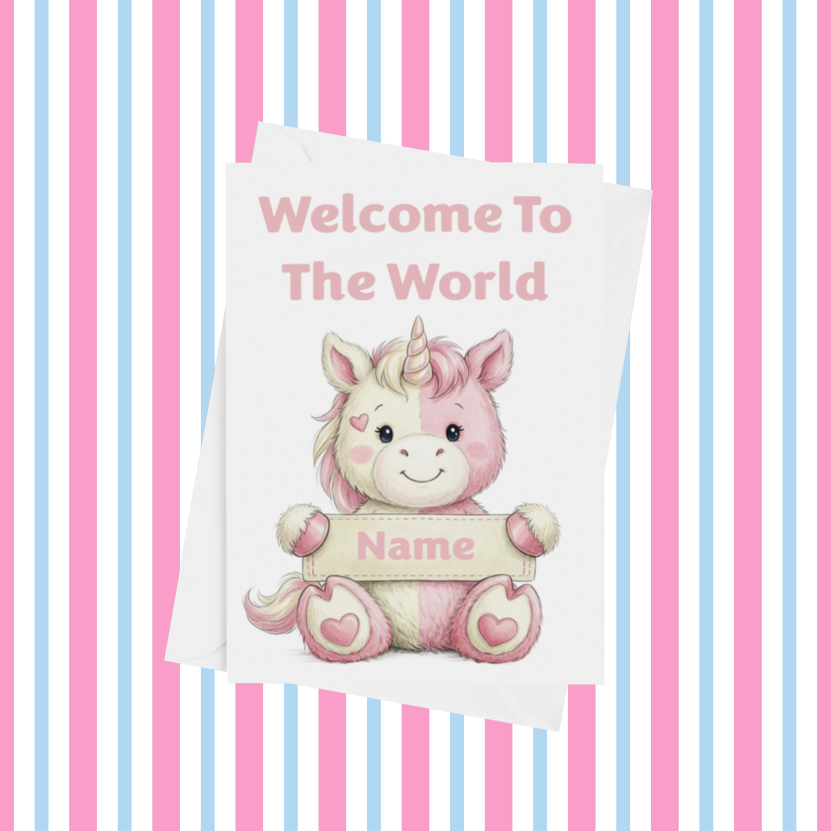 Welcome To The World Personalised Card for New Animals with Pink Heart