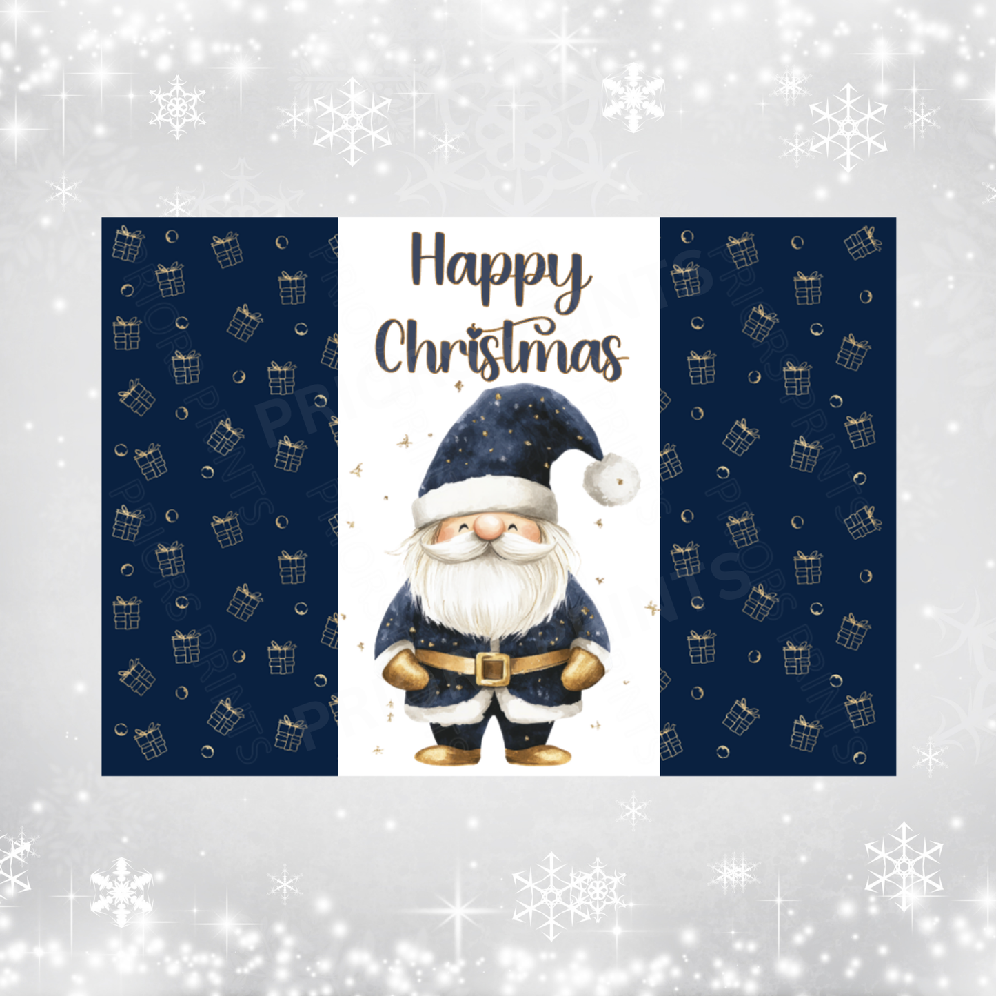 Navy & Gold Christmas Chocolate Bar Wrapper
