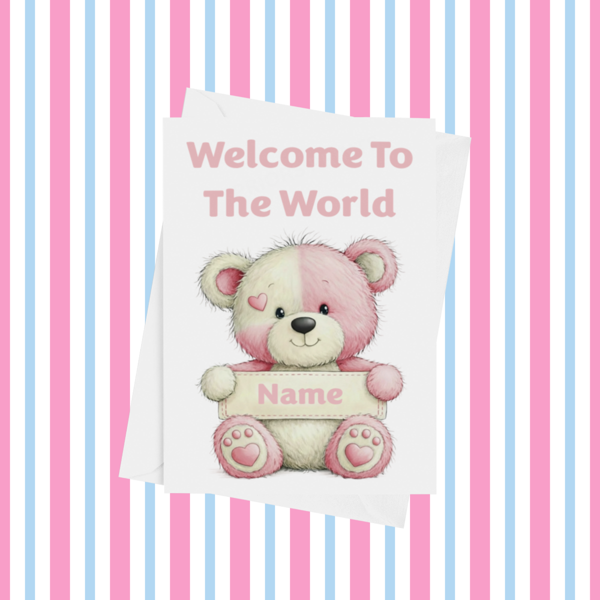 Welcome To The World Personalised Card for New Animals with Pink Heart
