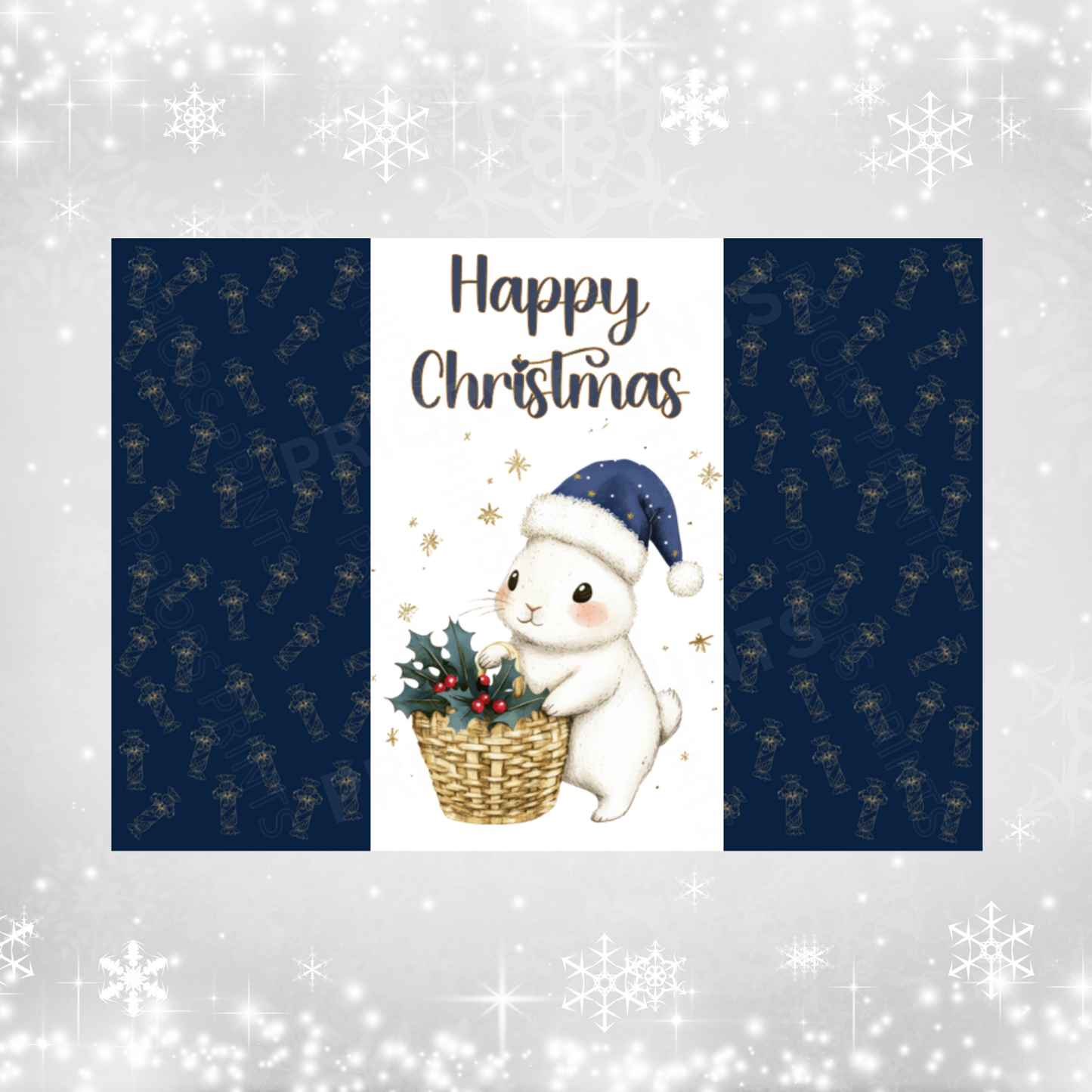 Navy & Gold Christmas Chocolate Bar Wrapper