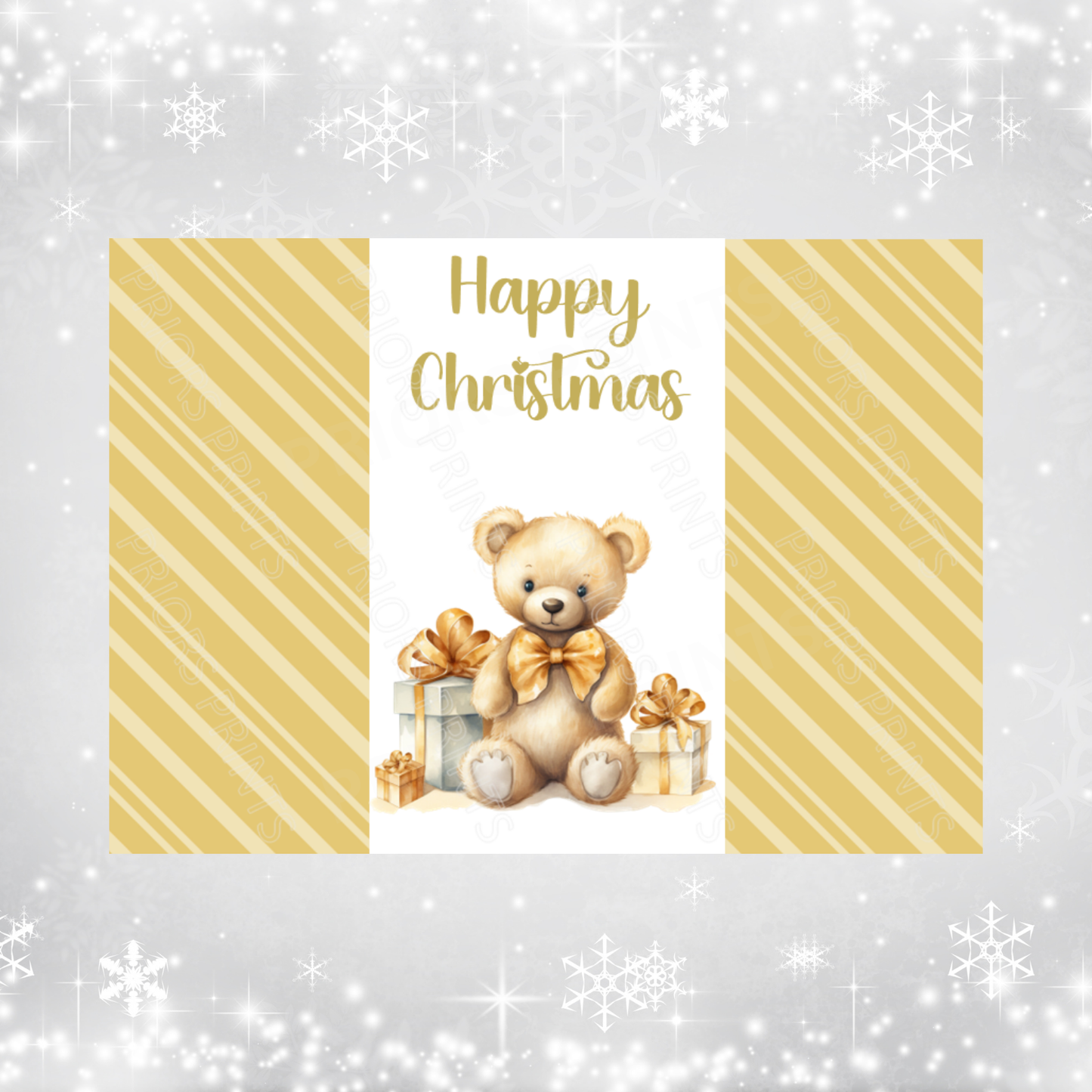Gold Christmas Chocolate Bar Wrapper