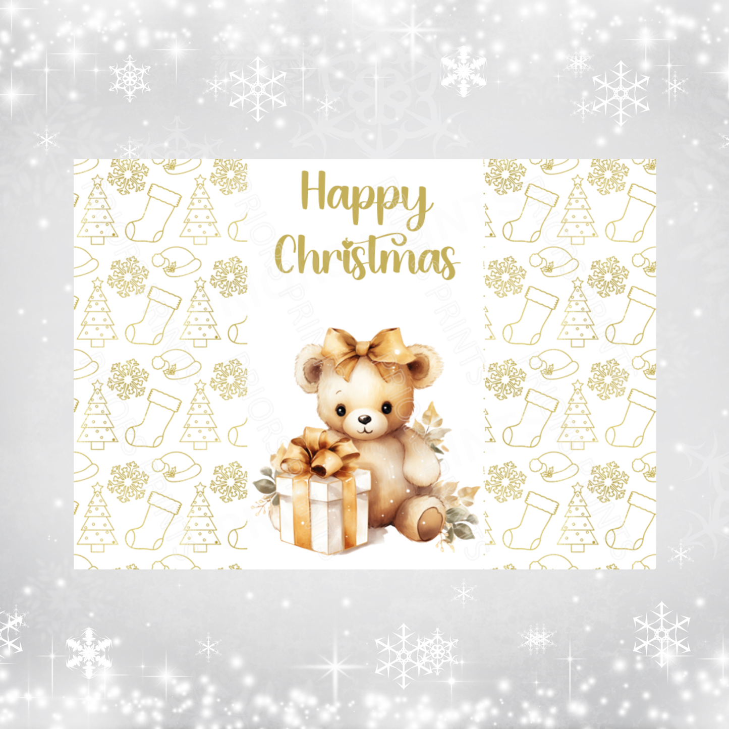 Gold Christmas Chocolate Bar Wrapper