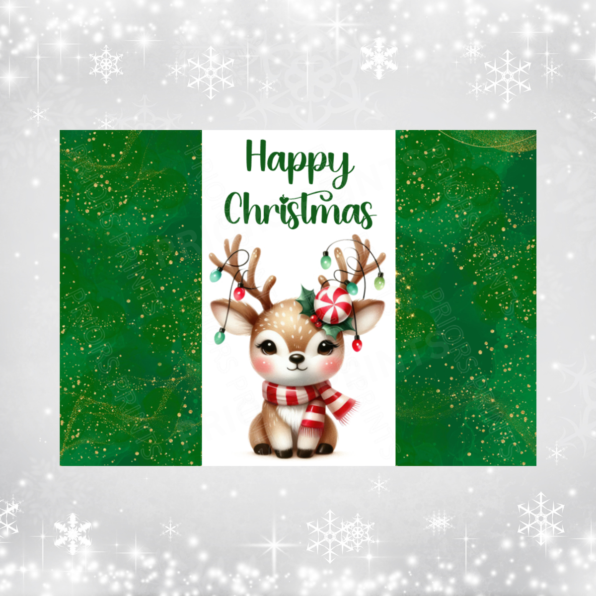 Green Christmas Chocolate Bar Wrapper