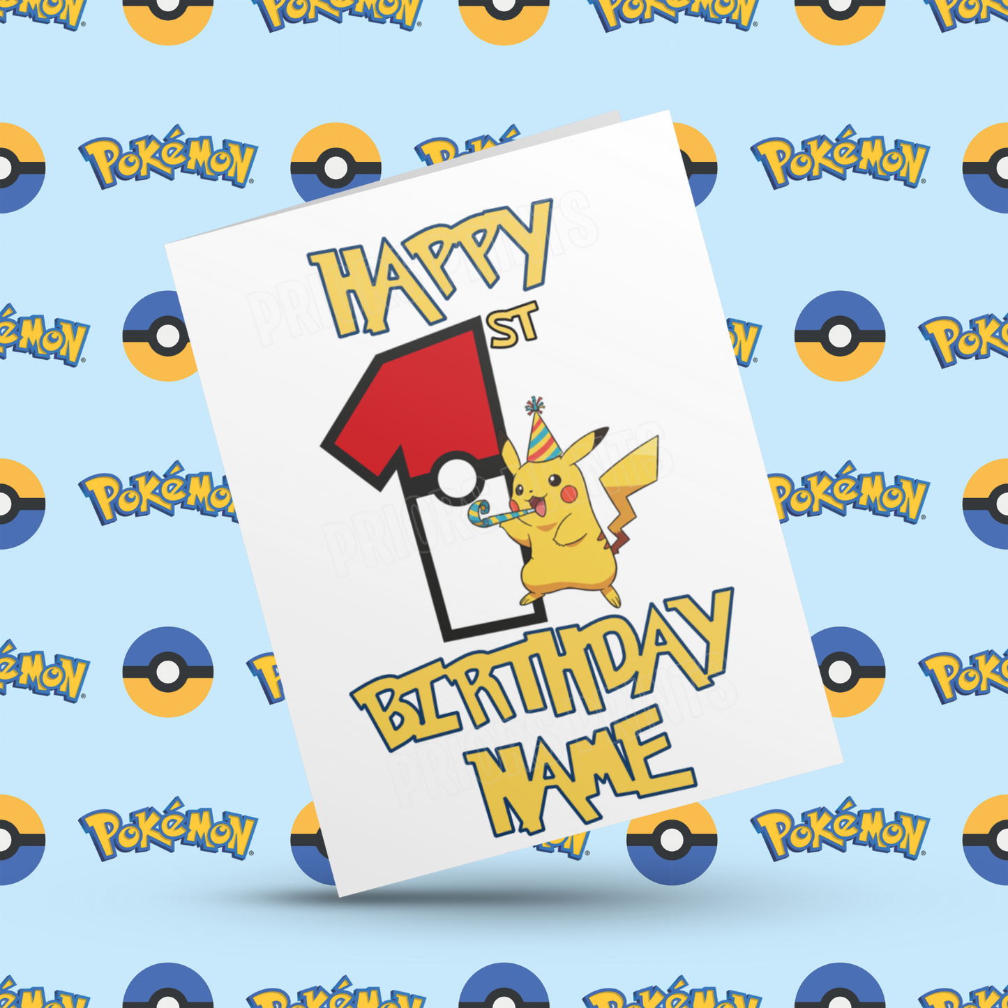 Personalised Pokemon Birthday Card with Age 1-20 Years (Pikachu)