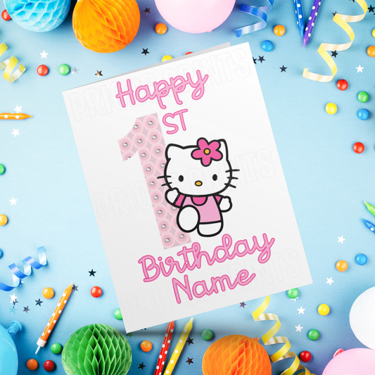 Personalised Hello Kitty Birthday Card with Age 1-20 Years (Sanrio- Hello Kitty & Friends)