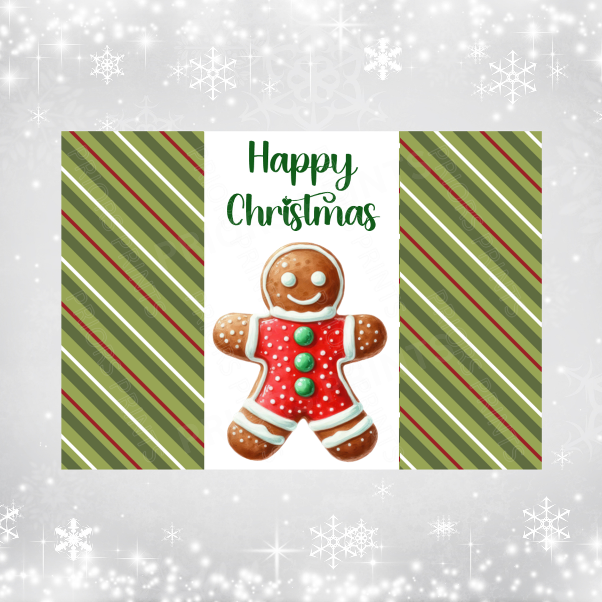 Green Christmas Chocolate Bar Wrapper