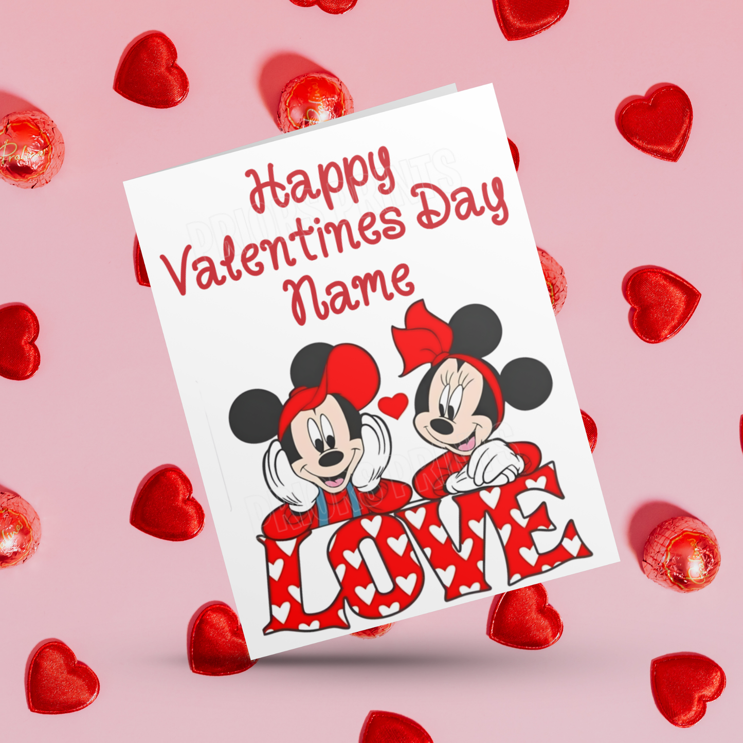 Personalised Mickey & Minnie Mouse Valentines Day Cards