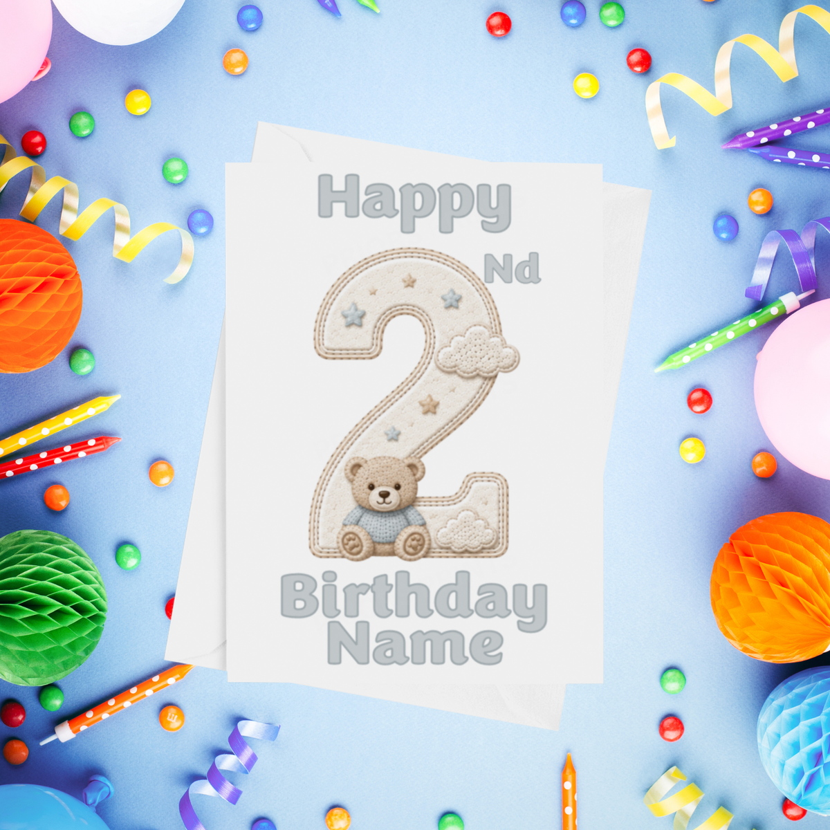 Blue Bear Personalised Birthday Card Ages 1-9
