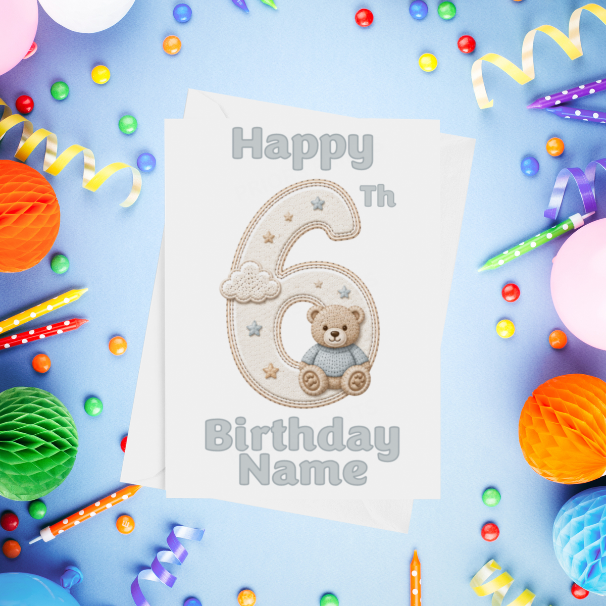 Blue Bear Personalised Birthday Card Ages 1-9