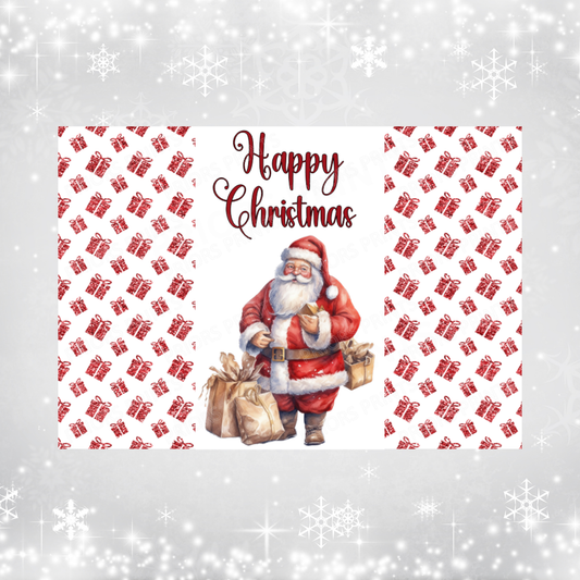 Red Santa & Reindeer Christmas Chocolate Bar Wrapper