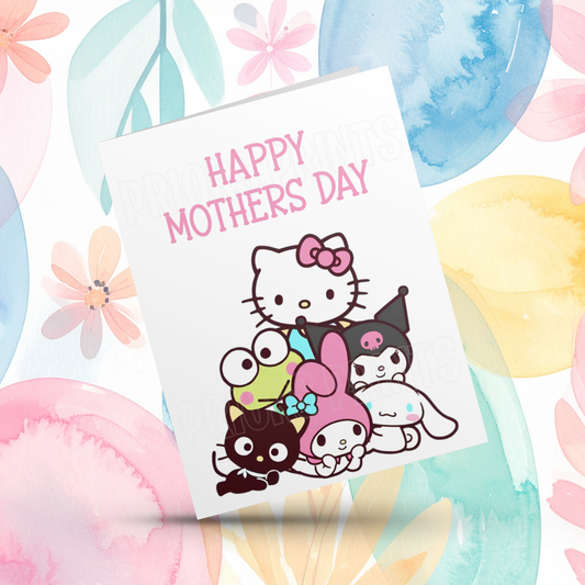 Hello Kitty & Friends Happy Mothers Day Card I Keroppi I Badtz Muro I Pochacco I Pompompurin I Cinnamoroll I My Melody I Kuromi