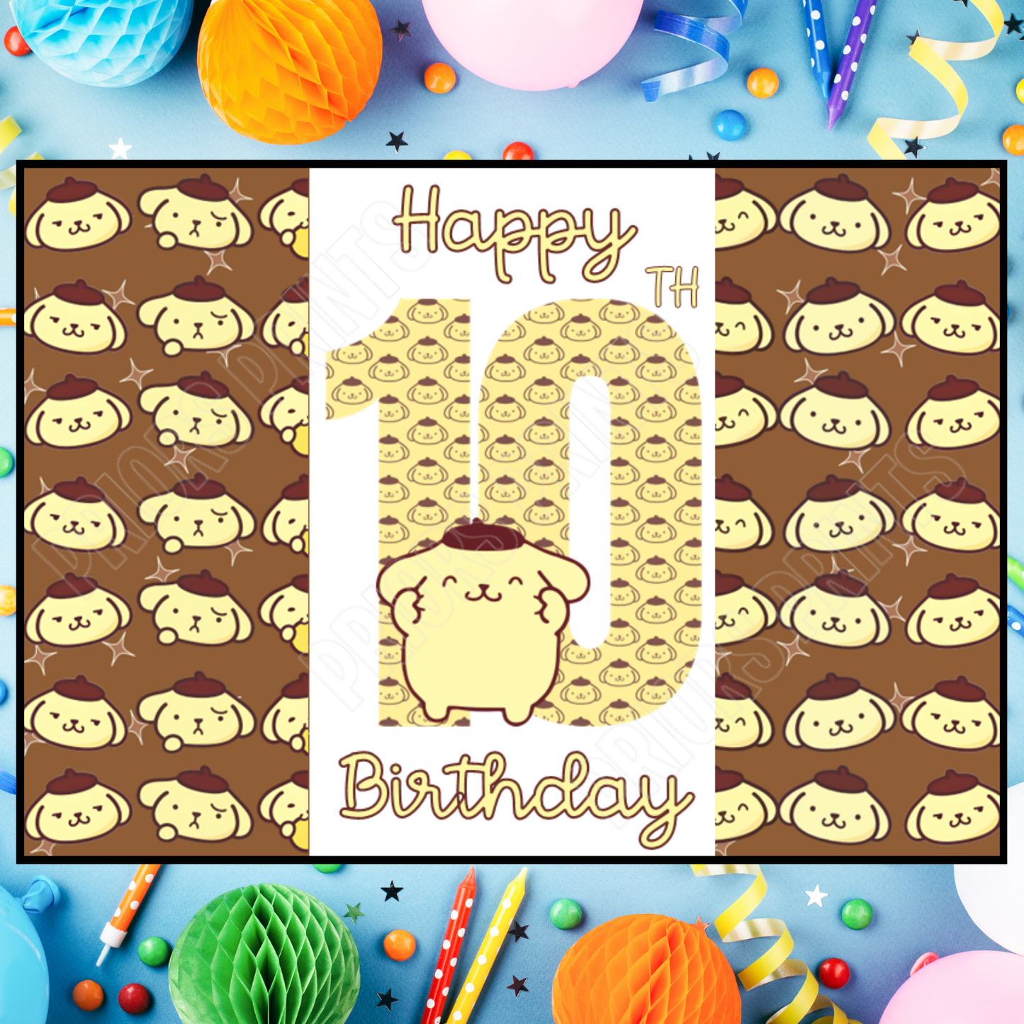 Pompompurin Birthday Chocolate Bar Wrapper with Age 5-20 Years (Matches Cards)