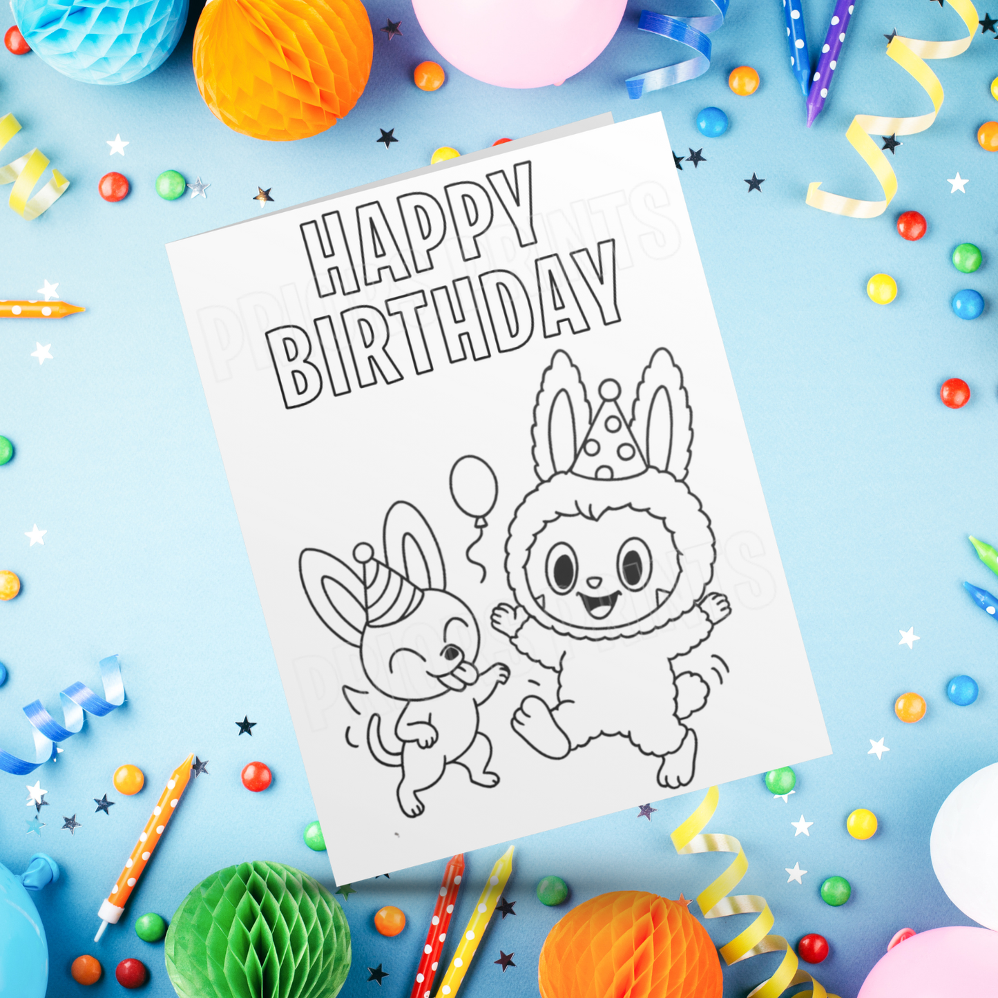 Colour Your Own Labubu Birthday Card