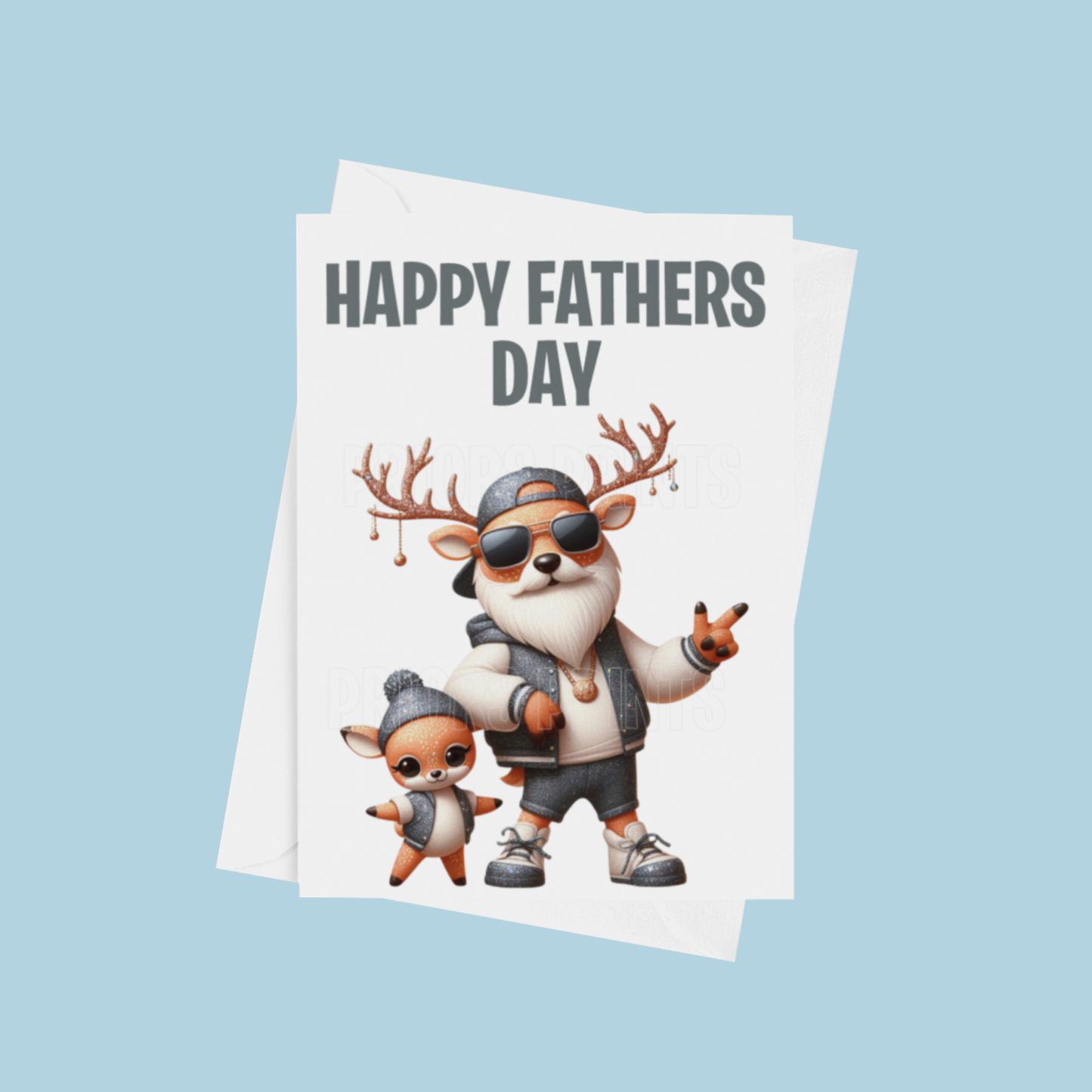 Father & Child Cool Animals Happy Fathers Day Card