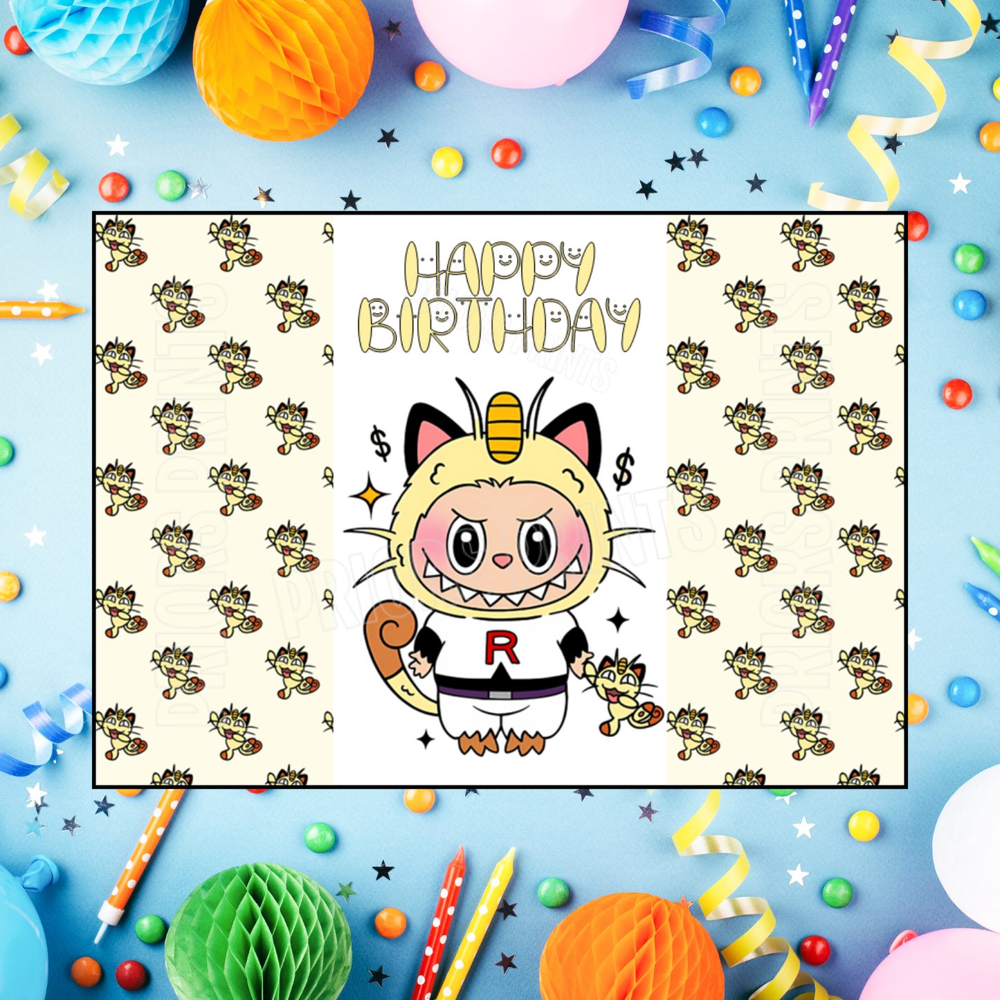 Labubu Dressed as Pokemon Characters Birthday Chocolate Bar Wrappers