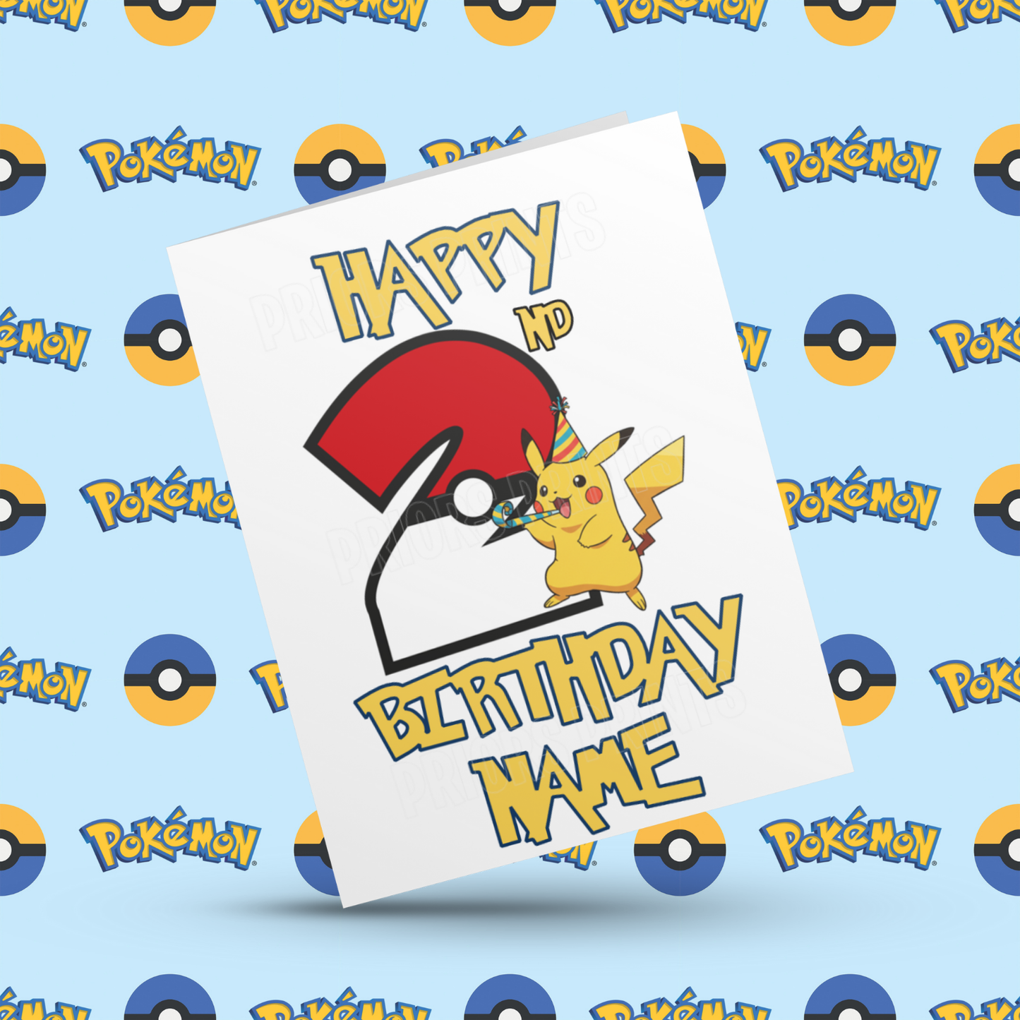 Personalised Pokemon Birthday Card with Age 1-20 Years (Pikachu)