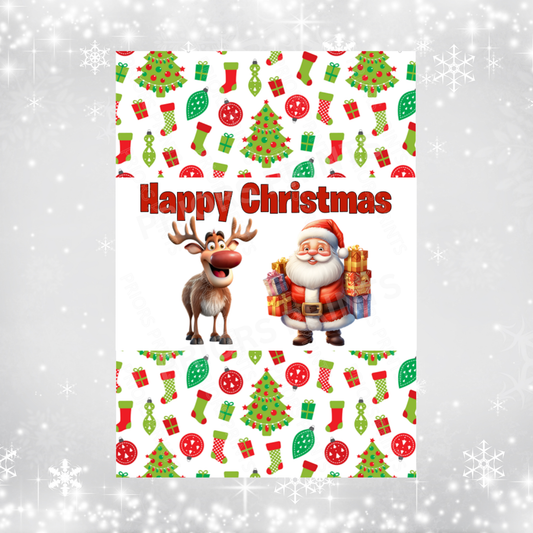 Cute Santa & Rudolph Christmas Chocolate Bar Wrapper